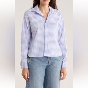 Frank & Eileen Grid Print Untuckable Button-Up Shirt PINK/ BLUE PLAID NEW SZ S